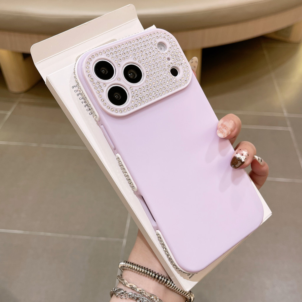 Ốp Điện Thoại Cửa Sổ Lớn Full Kim Cương Cho IPhone 17 Pro Max 17 16 15 14 13 12 ốp lưng iphone