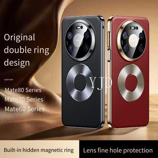 Ốp Lưng Cho Huawei Mate 80 Pro Da Đôi Vòng Hút Từ Tính Chống Rơi Vỏ Điện Thoại