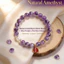 Vòng tay thạch anh tím Unisex - Nine Purple Li Fire Neo-Trung Quốc 8mm Tự nhiên - Handmade w / Crystal Gold Peace Charm - Quà tặng dịp