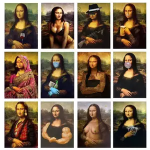 Funny Graffiti Weird Mona Lisa Canvas Painting Art Home Wall Decor Canvas Poster