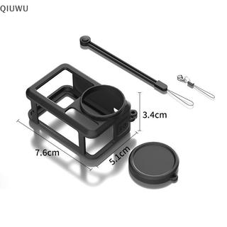 Ốp bảo vệ silicon máy ảnh thể thao QIUWU cho DJI Action 5 Pro Vỏ bảo vệ toàn diện Vỏ bọc ống kính chống trầy xước có dây treo.