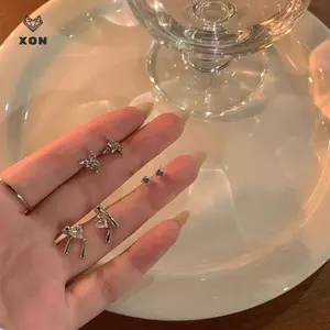 Bộ 6 cái bông tai vòng màu bạc cổ điển, phong cách Hàn Quốc dành cho nữ egirl, phụ kiện thẩm mỹ Y2K [Mina]