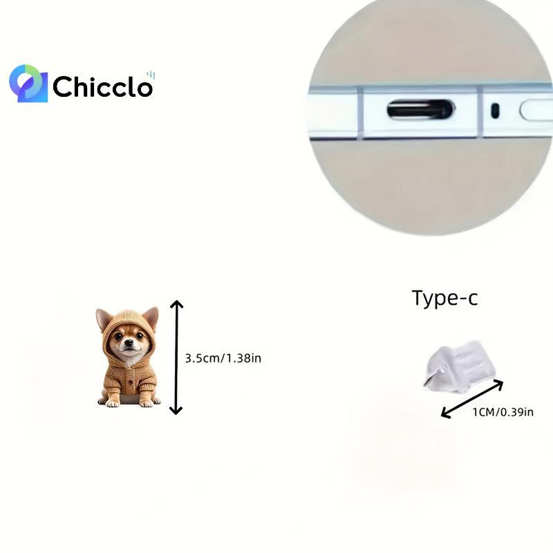 [chiccloset0] Điện thoại mèo 2D dễ thương Cổng sạc chống bụi cho nút chặn chống bụi IPhone Type C Accessorie Đẹp