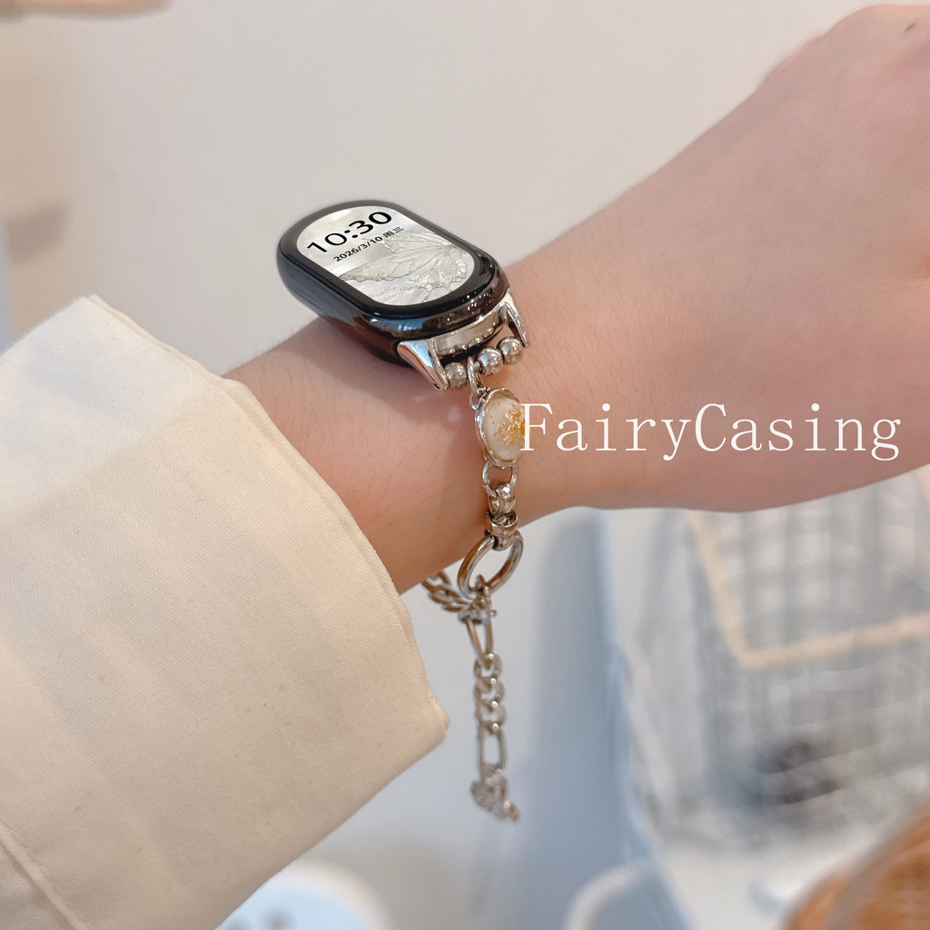 Hoa Hồng Hạt Vòng Tay Liên Kết Cho Xiaomi Band 10 9 8 7 6 5 Dây Đeo Cho Mi Band 8Pro 9 Pro Thiết Kế Mới NFC Dây Đeo Tay Phụ Kiện