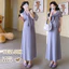 Bộ đồ bà bầu mùa hè gồm vest dệt kim và khăn choàng mỏng từ cotton nguyên chất