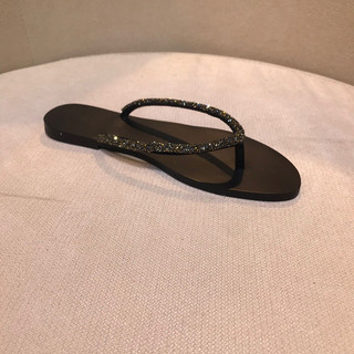 224 Mùa Hè Với Kim Cương Flip-Flops Flat Flip-Flops Mặc Ngoài Dép Đi Biển Dép Nữ Đen Phù Hợp Với CIH