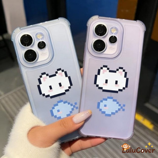 Ốp lưng Kawaii Pixel Cat Ice Mist cho Redmi A5 A4 A3 Pro Turbo 5 Max 4 Pro 3 5G 4G INS Style Matte Cover Vỏ TPU mềm chống vân tay đơn giản dễ thương