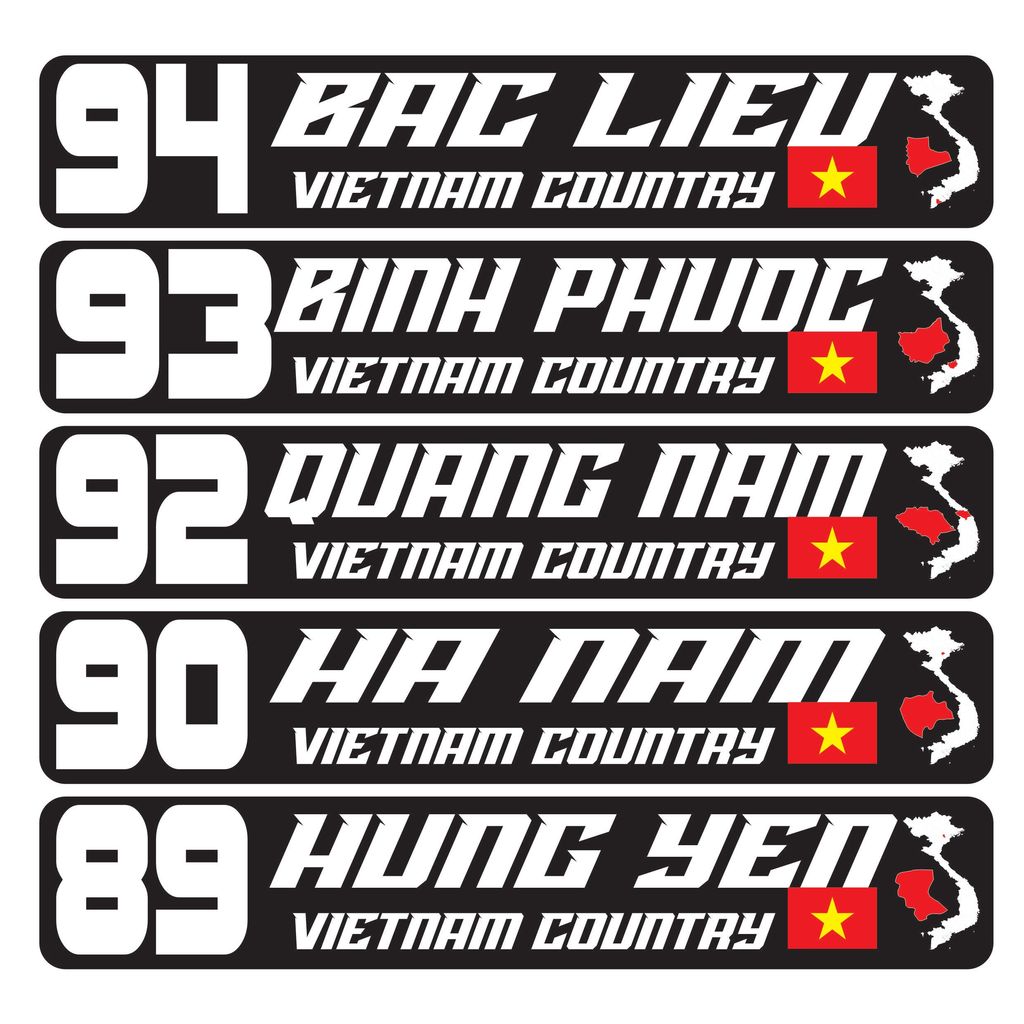 Tem Tỉnh Thành Việt Nam, Tem Dán Xe Performance 63 Tỉnh Thành, Chất Liệu UV DTF Cao Cấp, Chống Nước