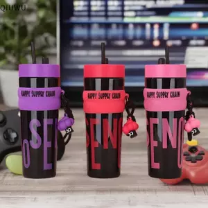 QIUWU 1 Bình Nước Dung Tích Lớn Bằng Nhựa Có Ống Hút Chống Rò Rỉ Cho Du Lịch & Thể Thao.