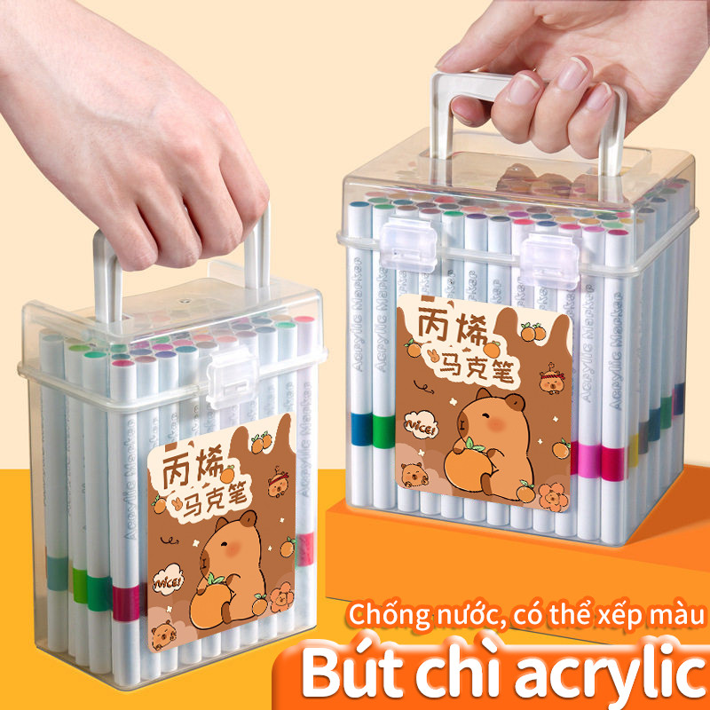 Hộp bút acrylic marker 60 màu – Bộ vẽ tranh toàn diện, phù hợp sáng tác trên mọi bề mặt.