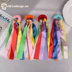 Ge Trẻ Em Cổ Tay Ruy Băng Đội Thể Thao Pompom Cổ Vũ Trận Đấu Lớn Pom Club Đạo Cụ Khiêu Vũ Vòng Tay Đàn Hồi Với Dây Đàn Hồi n