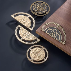 Mới Phong Cách Trung Hoa Vàng Tay Nắm Cửa Tủ Giả Đồng Ngăn Kéo Phong Cách Bắc Âu Tay Cầm Đồ Nội Thất Hình Bán Nguyệt Tủ Quần Áo Màu Đen Cửa UI2U