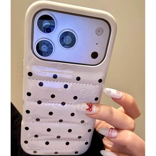 Áo khoác da cao cấp Wave Dot Down Vỏ điện thoại di động Thích hợp cho iPhone17 16 15 14 13 Pro Max Bảo vệ Camera chống sốc Vỏ cứng chống rơi