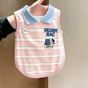 【Ready Stock】 Summer Pet Dog Clothes Contrast Color Striped Printed Breathable Vest Small Dog Bichon Schnauzer Maltese XA9n