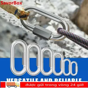 SAVORBOX Liên kết nhanh, Kẹp Carabiner khóa bằng thép không gỉ D Shape 304, Cáp móc khóa liên kết chuỗi hình bầu dục hạng nặng