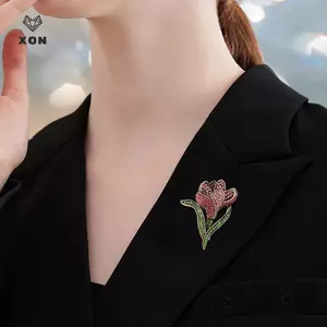 Trâm cài kim cương giả hoa Tulip cổ điển dành cho nữ Quần áo Áo khoác Phụ kiện dự tiệc Quà tặng [Mina]