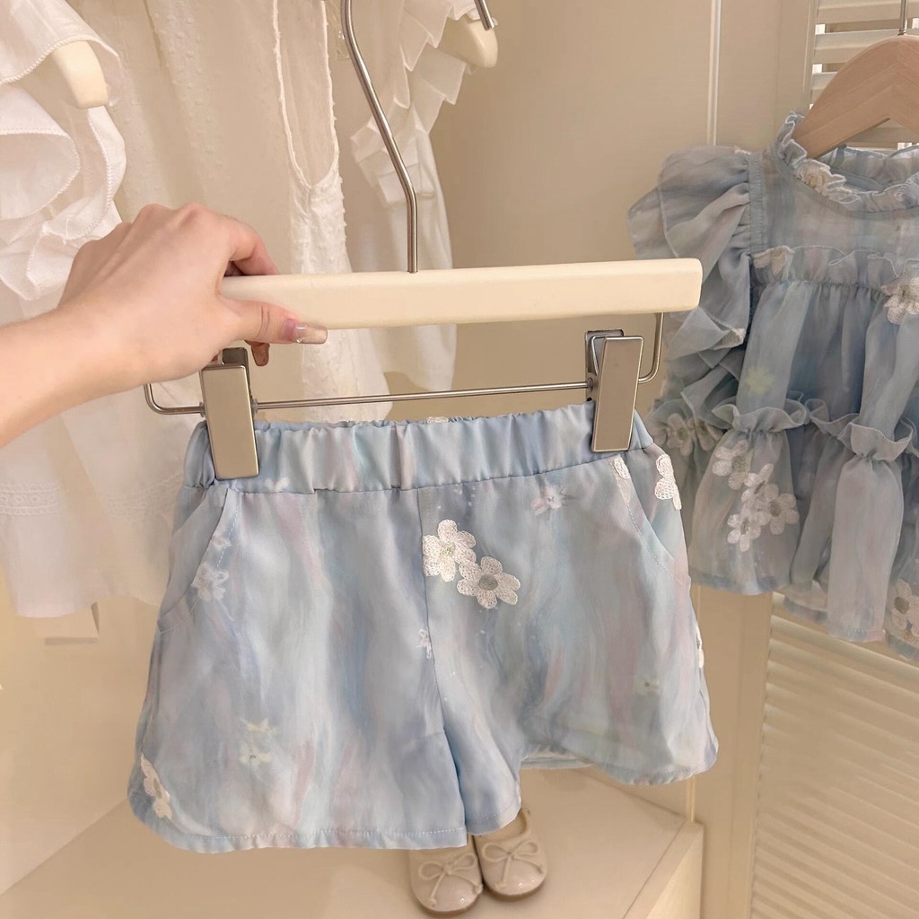Bộ Đồ Bé Gái Mùa Hè Phong Cách Mới Bé Gái Ngọt Ngào Áo Sơ Mi Cho Bé Quần Short Thời Trang Bộ Đồ Hai Mảnh