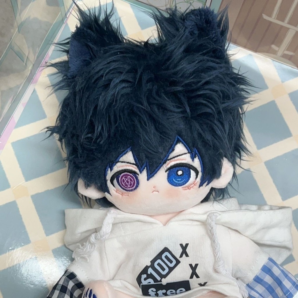 Black Butler Bo Sauce Cotton Doll 20CM Búp bê bé trai có giá trị cao Búp bê đồ chơi sang trọng Búp bê quạt hai chiều Quà tặng 4.22