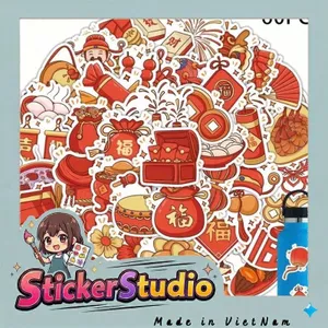 Set Sticker Tết 2026 Bính Ngọ Cổ Truyền Chống Nước Trang Trí Quà Tết