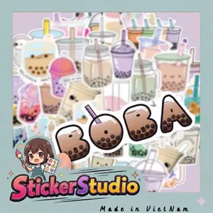 Set 60 Sticker Mẫu ly nước trà sữa hấp dẫn, bắt mắt Chống Nước Dán Laptop Vali Mũ Bảo Hiểm Sổ Tay