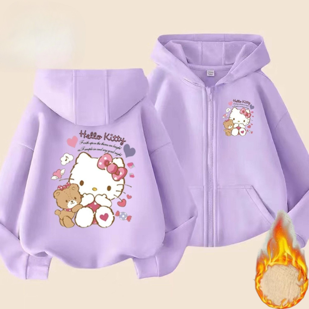 Áo khoác có mũ trùm đầu Hello Kitty Kids Áo Hoodie in hình hoạt hình ngọt ngào để mặc hàng ngày
