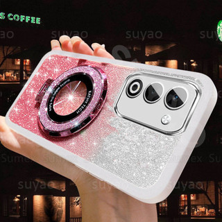Dành Cho OPPO A5 5G OPPOA5 Pro A5X 4G 2025 Lấp Lánh Sang Trọng Mạ Ốp lưng Đứng Nhẫn Giá Đỡ Giá Đỡ Cô Gái Dễ Thương Camera Mềm Chống Sốc Ốp Lưng TPU OPO CPH2735 CPH2727 CPH2725