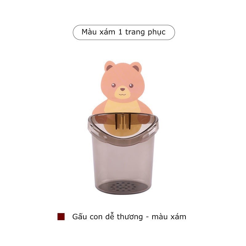 M7 Cốc gấu dán tường đựng bàn chải đánh răng, cốc gấu nâu đựng kem đánh răng MALAN