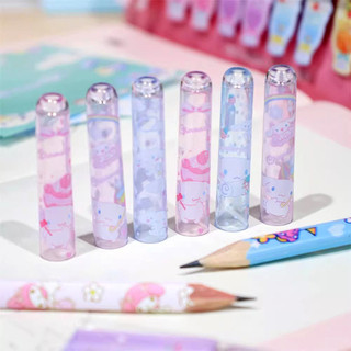 Nắp đậy bút chì Set 6 nắp nhựa dẻo trong suốt, thiết kế nhỏ nhắn dễ thương tiện mang theo, bảo vệ bút khỏi gãy ngòi