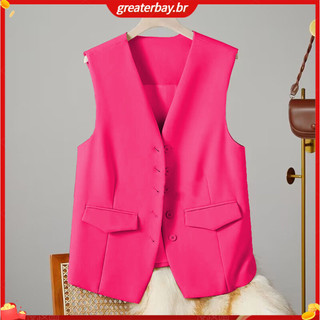 Áo Vest nữ Áo ghi lê nữ đi lại Áo ghi lê không tay cổ chữ V thời trang dành cho nữ mặc công sở Áo Vest phong cách công sở có túi màu trơn Quần áo mùa xuân mùa hè