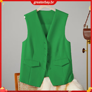 Áo Vest nữ Áo ghi lê nữ đi lại Áo ghi lê không tay cổ chữ V thời trang dành cho nữ mặc công sở Áo Vest phong cách công sở có túi màu trơn Quần áo mùa xuân mùa hè