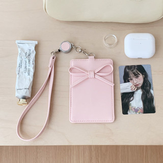 Thời Trang Ngọt Nơ Nữ Hộ Chiếu Ví Di Động PU Cổ Tay Có Thể Treo Trên Cổ Đồng Xu Khóa Ví Mỏng