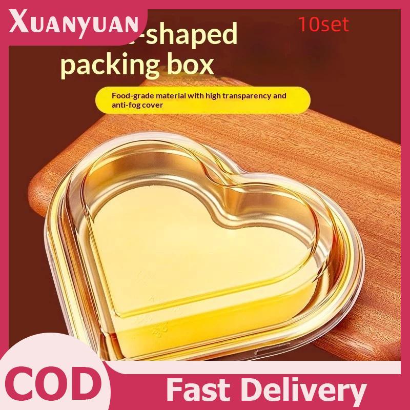 XUAN 10 Khay Phục Vụ Hình Trái Tim Có Nắp Trong Suốt Có Thể Tái Sử Dụng PET Ăn Nhẹ Trái Cây Sushi Phô Mai Salad Món Tráng Miệng Hộp Đóng Gói VN