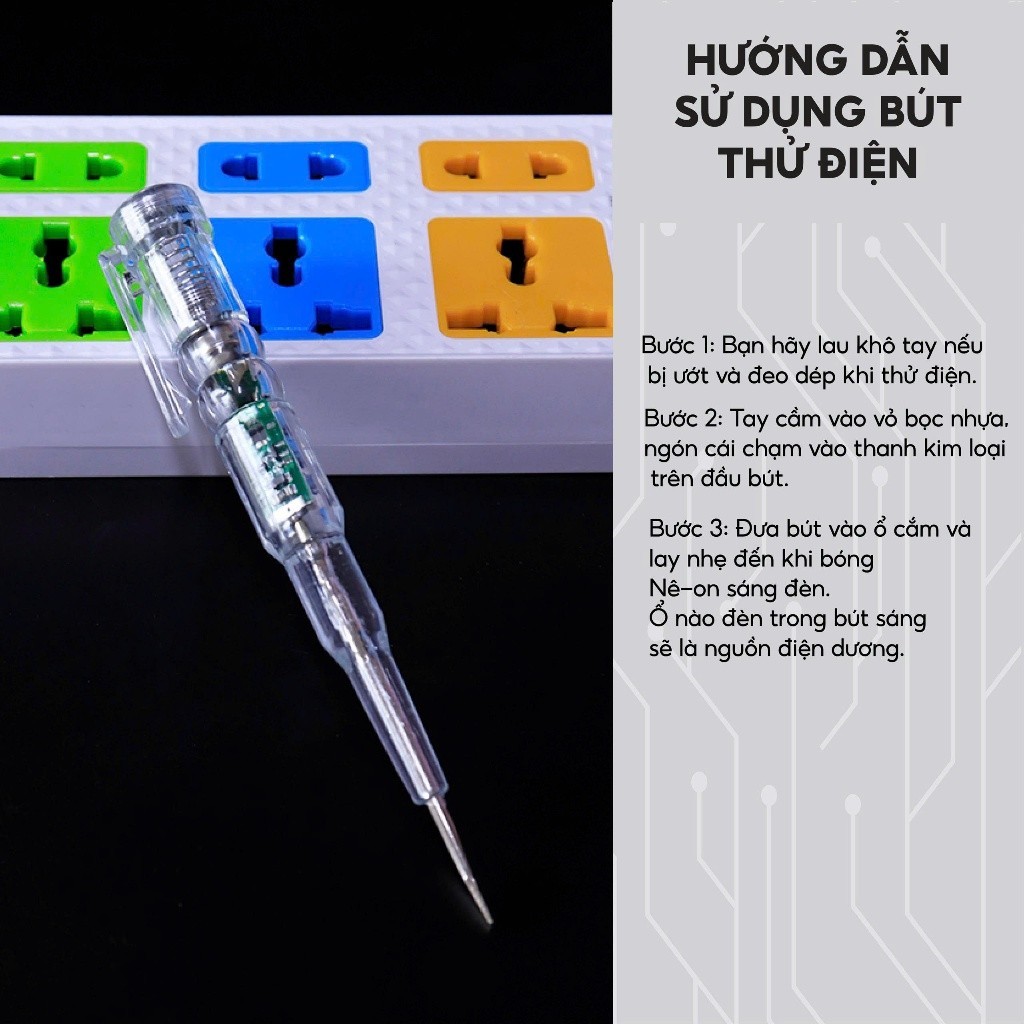 Bút thử điện cảm ứng 200V-500V vỏ nhựa ABS, đèn báo LED siêu nhạy thiết kế nhỏ gọn tiện dụng