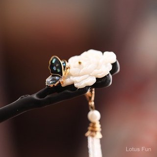 [Ngôn ngữ hoa mẫu đơn] Vỏ điêu khắc hoa mẫu đơn đặt trâm cài tóc gỗ đàn hương Trung Quốc mới cổ điển hàng ngày búi tóc đầu Cảm giác tinh tế cao cấp Hán phục sườn xám phụ kiện