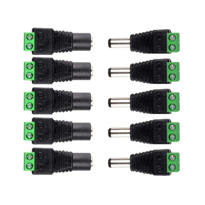 Bộ kết nối nguồn 12V 5A, thiết kế jack đực cái cắm đối，Jack đực cái，Phích cắm DC，Loại Vặn Vít，Lõi Đồng loại tốt