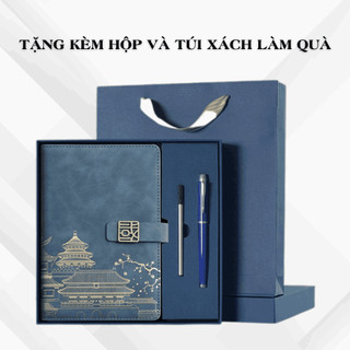 Hộp quà sổ tay & bút, 200 trang giấy 80gsm，Set hộp quà tặng，Bút Ký，Túi hộp，Khổ A5，Quà tặng Không khắc chữ