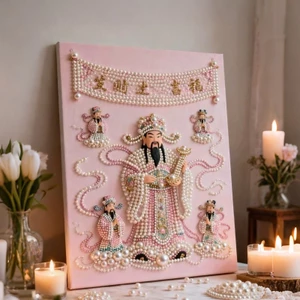 DIY Ngọc Trai Thần Tài Miếng Dán Tranh Tự Dính Khung Nghệ Thuật Cho Đám Cưới Quà Tặng Trang Trí Nhà Cửa