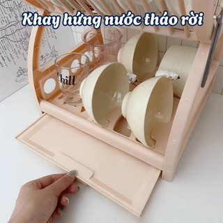 Giá Để Chén Bát Chữ X Thông Minh MAISON Thiết Kế 2 Tầng, Kèm Ống Đũa & Khay Hứng Nước
