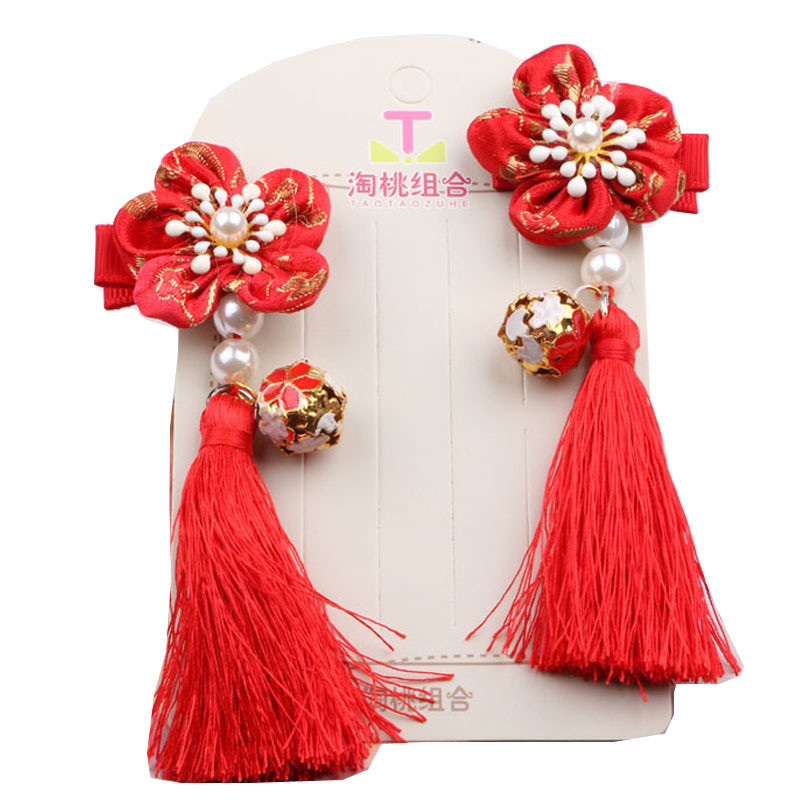 Vải Hoa Mũ Trẻ Em Nguyên Chất Handmade Trẻ Em Tua Rua Chuông Kẹp Tóc Công Chúa Phụ Kiện Tóc Phong Cách Trung Hoa Phù Hợp Với 25.12.31