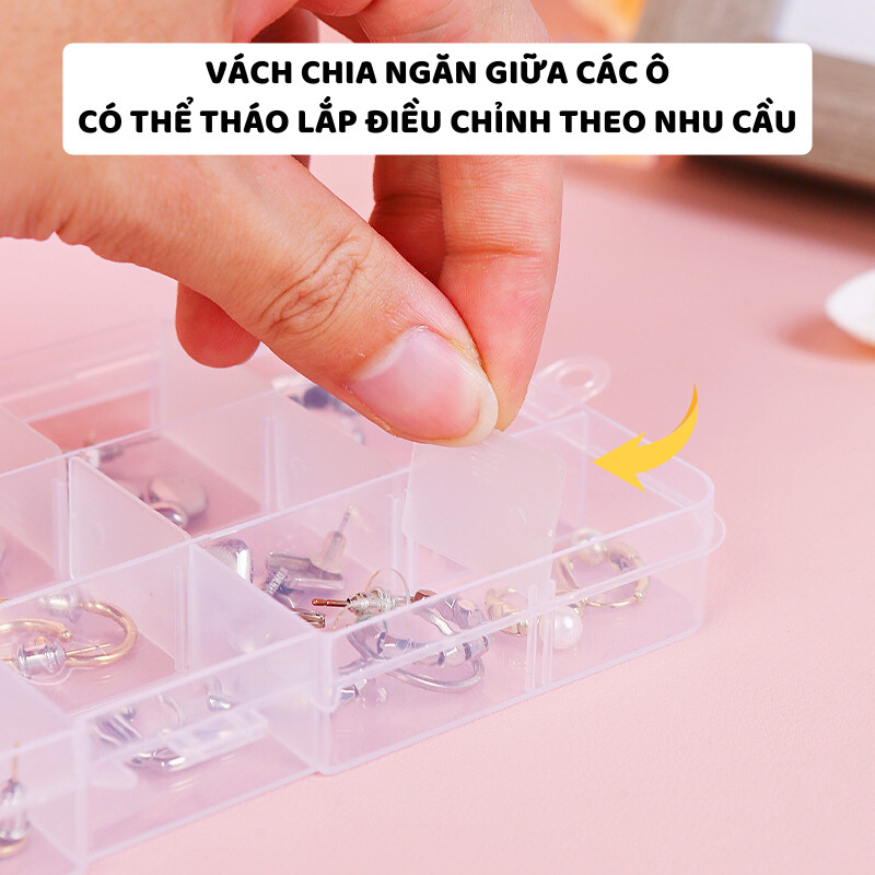 Hộp Đựng Đồ 8 Ô - 36 Ô ENODA HOME, Hộp Nhựa Trong Suốt Đựng Phụ Kiện, Trang Sức, Charm Chia Nhiều Ngăn P081