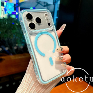 Ốp điện thoại từ tính viền 2 trong 1 đầy màu sắc phù hợp cho iPhone 13 14 15 16 17 Pro max túi khí dày chống rơi trong suốt full cover