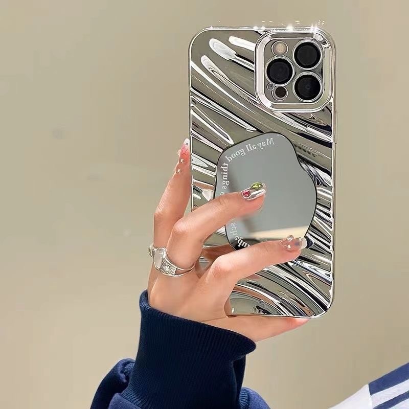 Mạ bạc gương phù hợp với điện thoại di động iphone 16promax 15pro14 vỏ mềm cao cấp 13 sang trọng đơn giảnBền vững