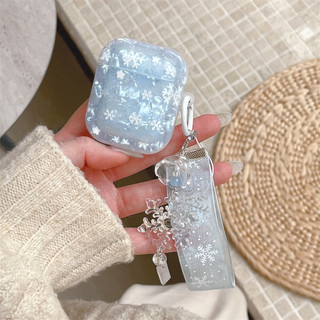 Bông tuyết màu xanh cho AirPods 1 / 2 3 Pro Pro2 pro3 Airpod4 Bộ tai nghe Vỏ bảo vệ Bluetooth không dây AirPods Pro i3 i4 pro3 Vỏ bảo vệ tai nghe