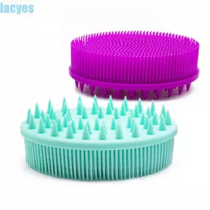 Bàn chải tắm silicon LACYES, Bàn chải tắm tẩy tế bào chết ướt và khô, Bàn chải gội hai mặt mềm mại di động dành cho bé tập luyện cảm ứng dành cho nam