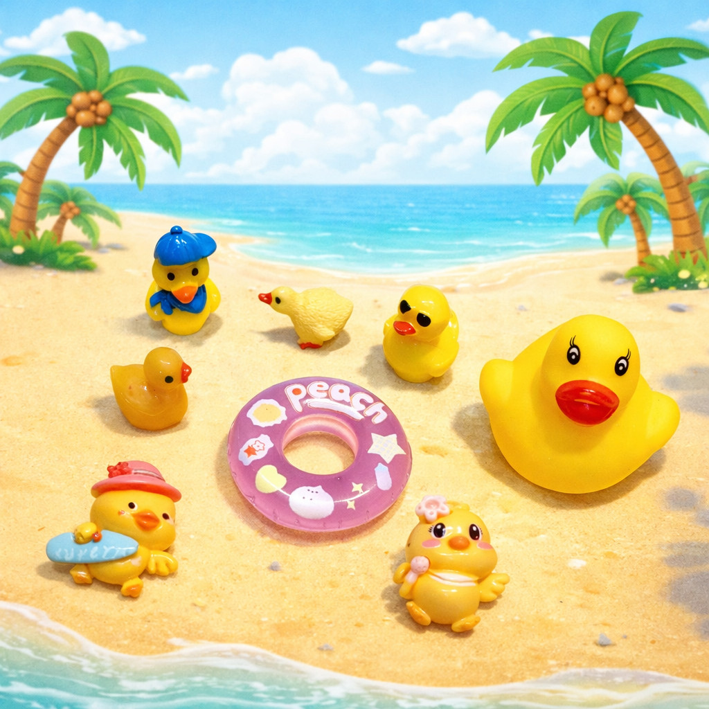 Set Charm Vịt Phao Biển Mùa Hè Cute – Trang Trí Dép Phong Cách Nhiệt Đới Dễ Thương