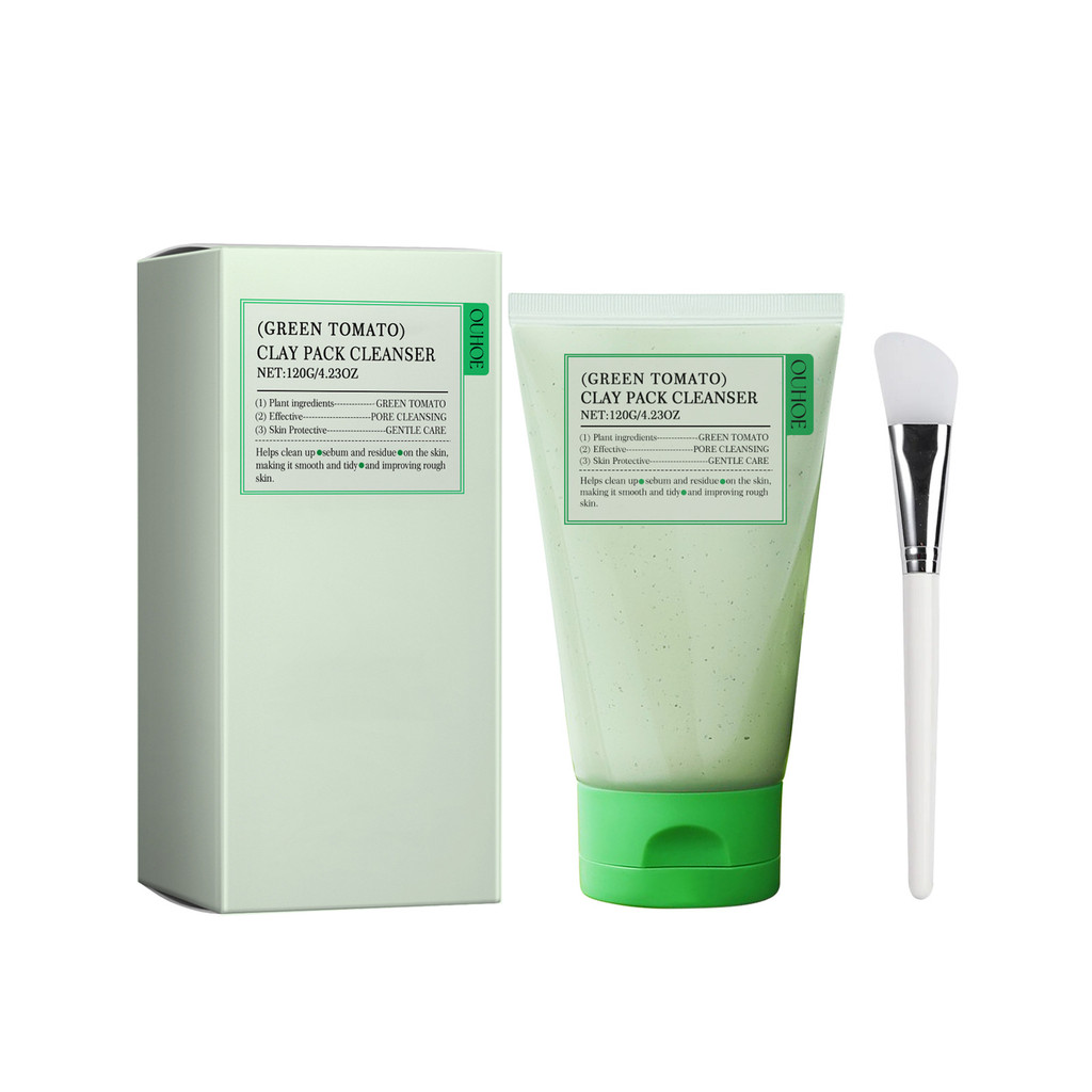 Sữa rửa mặt gói đất sét cà chua xanh OUHOE 120g Kiểm soát bã nhờn thanh lọc lỗ chân lông