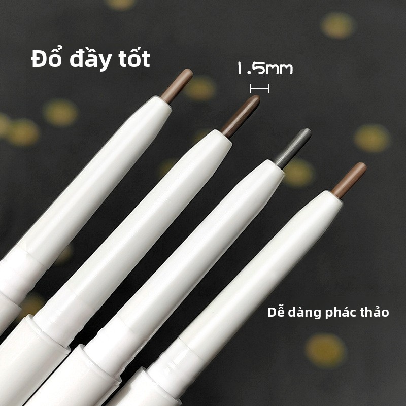 Han Ru Influencer Bút chì kẻ mày siêu mịn hai đầu chống thấm nước tự nhiên Không phai màu Chống mồ hôi Không nhòe Nâu hoang dã Bút chì kẻ mày mới biết đi