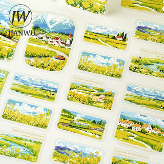 JIANWUWalked Xuyên Núi Series Hoa Vintage Cỏ Phong Cảnh Chất Liệu Cắt Dán PET Nhãn Dán Sáng Tạo Tạp Chí Văn Phòng Phẩm
