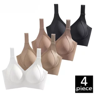 FallSweet 4PC Seamless Wireless Bras for Women Large Size Push Up Bra Comfort Underwear Anti-Sagging Bralette Female Lingerie