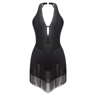 Yhong Nữ Kim Cương Giả Tua Rua Latin Khiêu Vũ Leotard Sâu Cổ Chữ V Lưng Viền Body Sân Khấu Trình Diễn Trang Phục